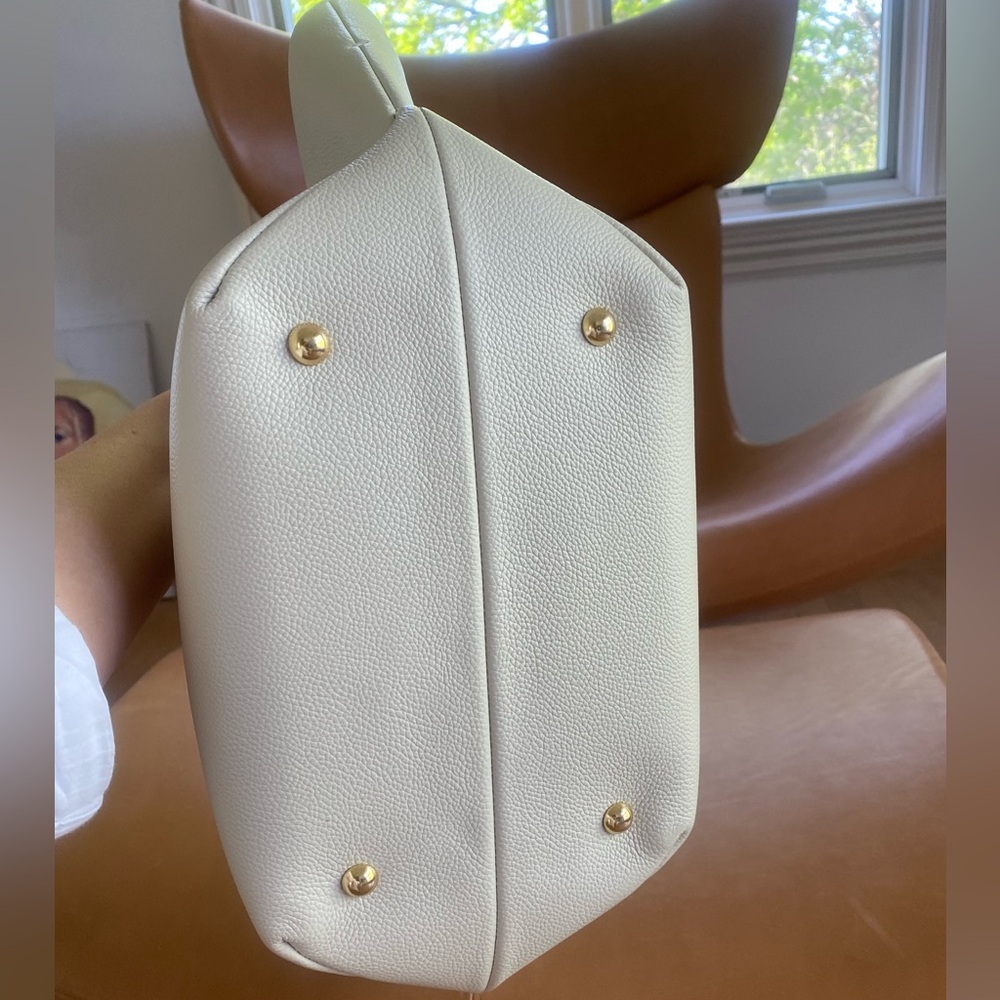 DeMellier Pebbled Leather Tote in Light Gray with Gold Hardware - Picture 6 of 8